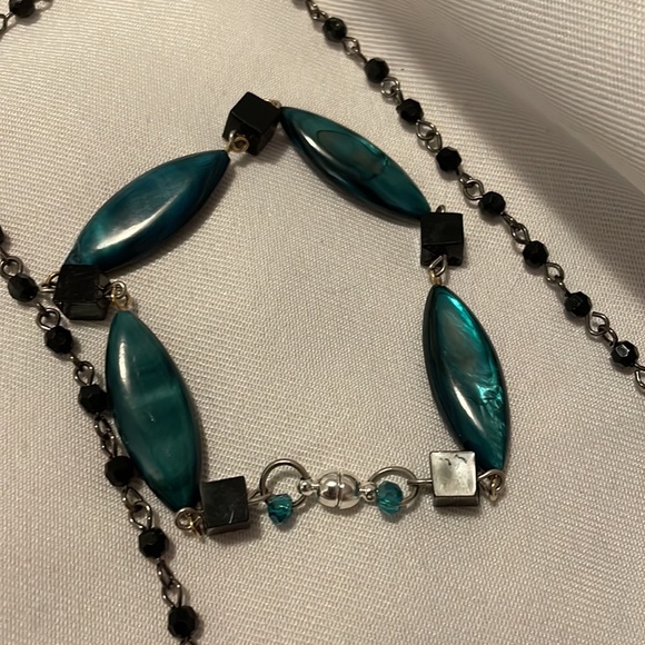 Handmade Jewelry Necklace & Bracelet Gift Set Made w 90% Upcycled Materials ♻️ - Picture 4 of 5